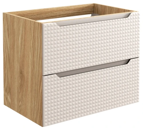 Szafka łazienkowa pod umywalkę 70 cm 2 szuflady LUXOR BEIGE beż + dąb olejowany