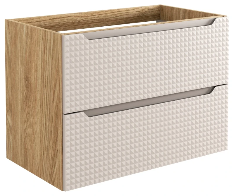 Szafka łazienkowa pod umywalkę 80 cm 2 szuflady LUXOR BEIGE beż + dąb olejowany