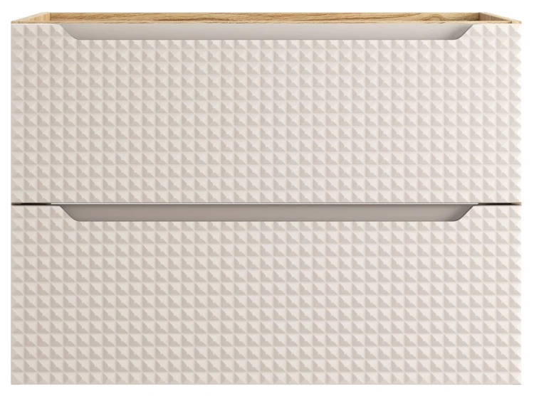 Szafka łazienkowa pod umywalkę 80 cm 2 szuflady LUXOR BEIGE beż + dąb olejowany