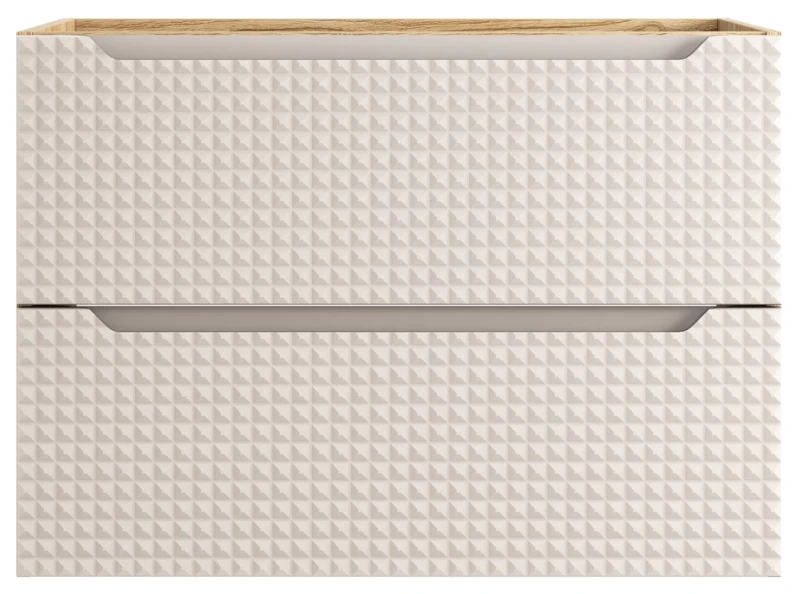 Szafka łazienkowa pod umywalkę 80 cm 2 szuflady LUXOR BEIGE beż + dąb olejowany