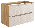 Szafka łazienkowa pod umywalkę 90 cm 2 szuflady LUXOR BEIGE beż + dąb olejowany