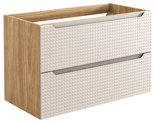 Szafka łazienkowa pod umywalkę 90 cm 2 szuflady LUXOR BEIGE beż + dąb olejowany