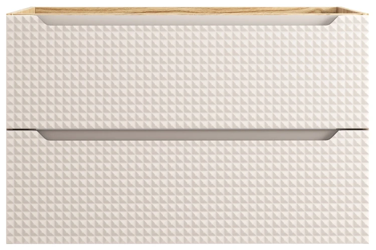 Szafka łazienkowa pod umywalkę 90 cm 2 szuflady LUXOR BEIGE beż + dąb olejowany