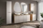 Szafka łazienkowa pod umywalkę 90 cm 2 szuflady LUXOR BEIGE beż + dąb olejowany - aranżacja