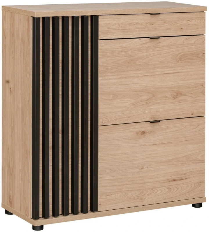 Zestaw mebli do przedpokoju Pedro III z dwudrzwiową szafą hickory jackson/czarny