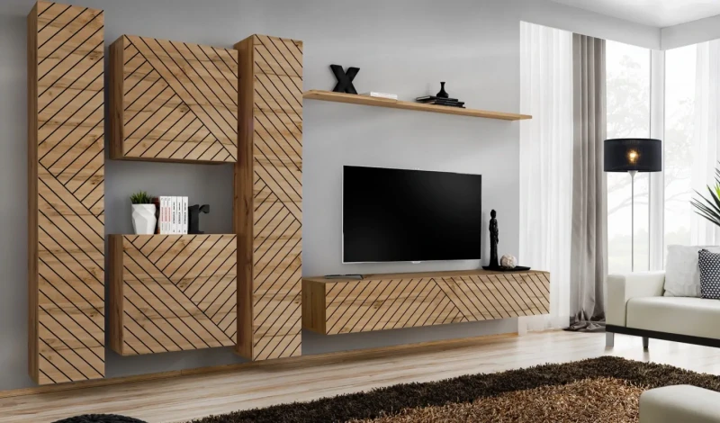 Szafka wisząca Switch I 30 cm z 3 półkami do salonu dąb wotan