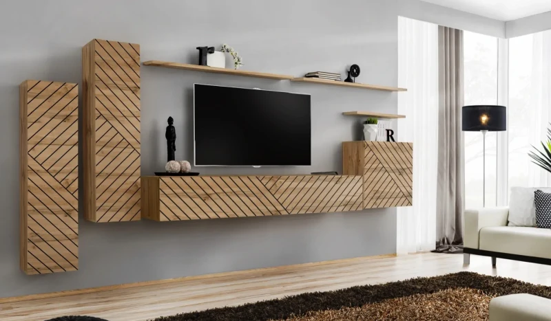 Szafka RTV Switch I 180 cm trzy komory do salonu dąb wotan