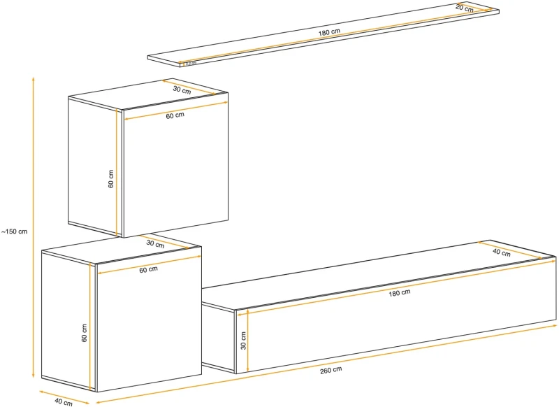 Meblościanka Switch Lamel V zestaw 4 elementy do salonu