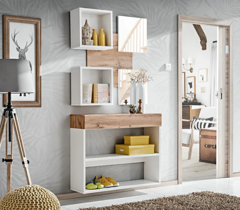 Konsola Easy VIII 100 cm z szufladą do przedpokoju dąb wotan/biały