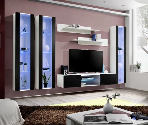 Meblościanka Fly P2 zestaw 6 elementów z oświetleniem LED do salonu