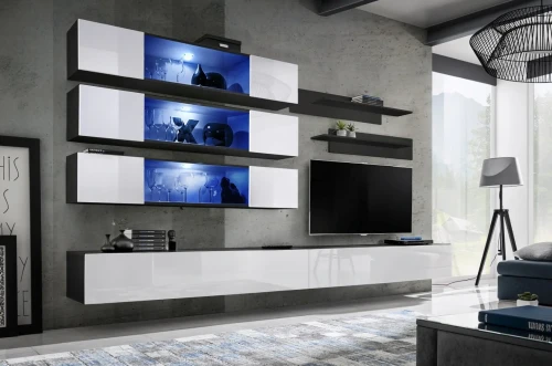 Meblościanka Fly J3 zestaw 7 elementów z oświetleniem LED do salonu