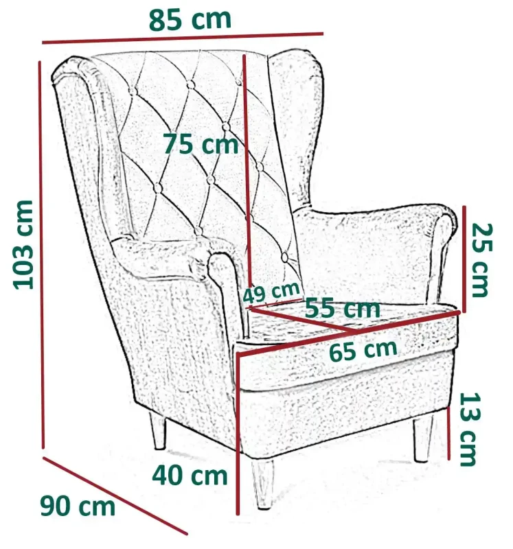 Fotel uszak Lily Classic w stylu skandynawskim