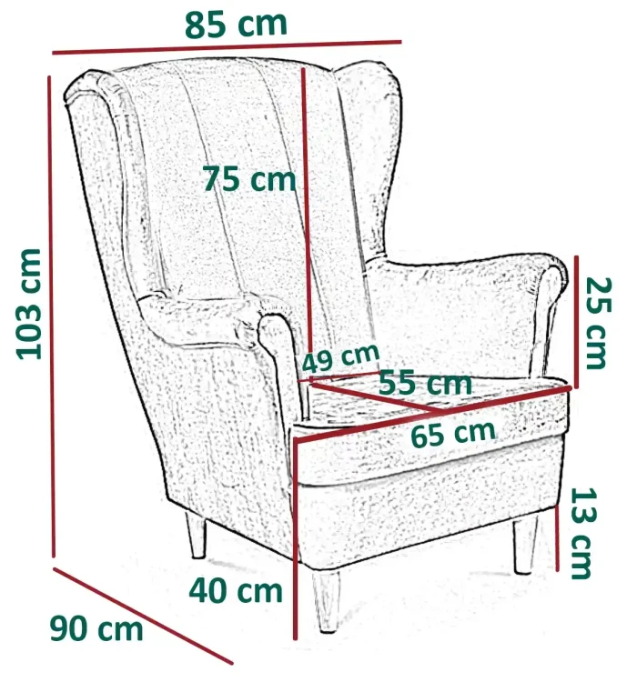 Fotel uszak Lily III w stylu skandynawskim