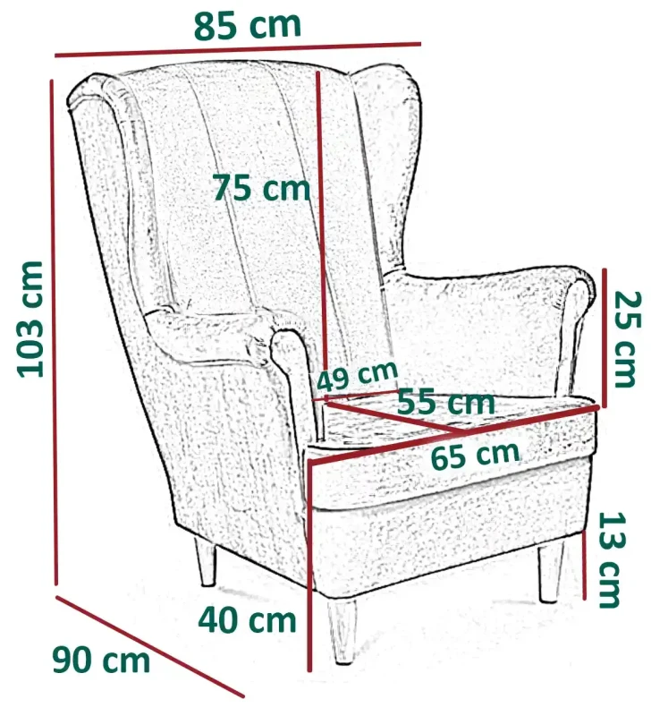 Fotel uszak Lily III w stylu skandynawskim