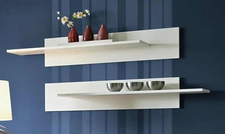 Zestaw 2 półek ściennych Mix 100 cm regulowane do salonu biały mat