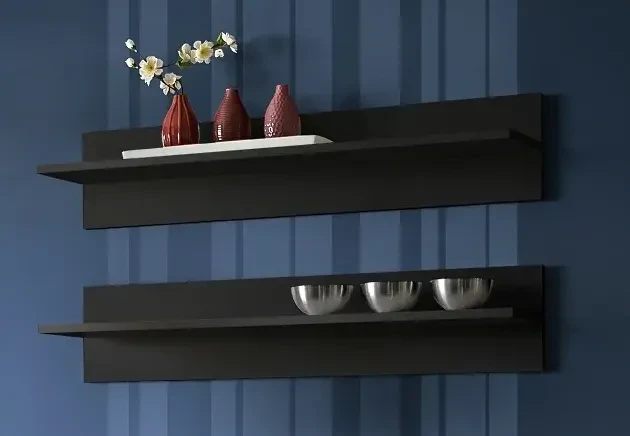 Zestaw 2 półek ściennych Mix 100 cm regulowane do salonu czarny mat