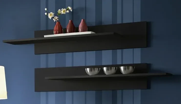 Zestaw 2 półek ściennych Mix 100 cm regulowane do salonu czarny mat
