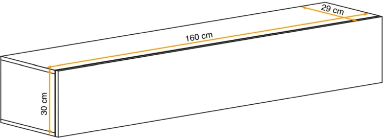 Szafka wisząca Fly 160 cm z dwiema komorami wysoki połysk do salonu