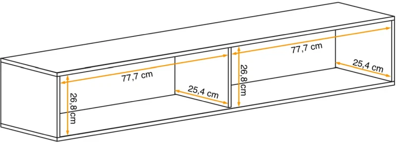 Szafka wisząca Fly 160 cm z dwiema komorami wysoki połysk do salonu