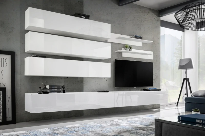 Szafka wisząca Fly 160 cm z dwiema komorami wysoki połysk do salonu