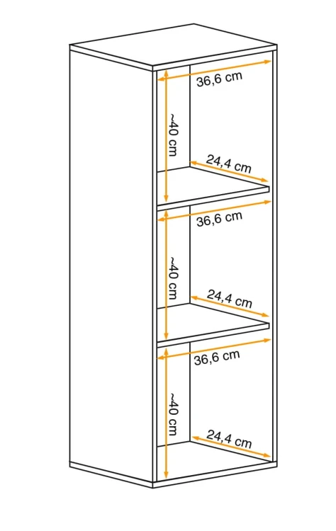 Szafka wisząca Fly 20 pionowa 40 cm z dwiema półkami do salonu