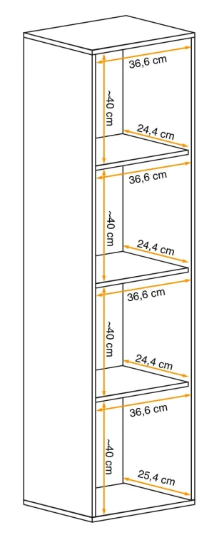 Szafka wisząca Fly 40 pionowa 40 cm z trzema półkami do salonu