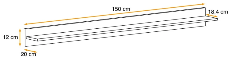Półka wisząca Thin 150 cm do salonu dąb wotan
