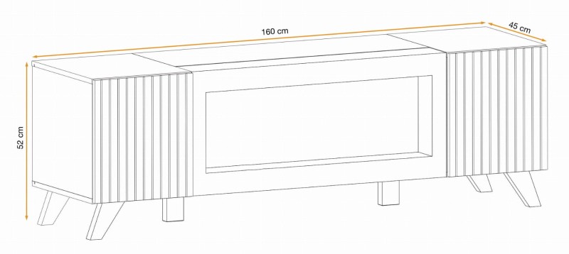 Meblościanka Liam z biokominkiem oświetlenie LED zestaw do salonu hickory jackson/czarny