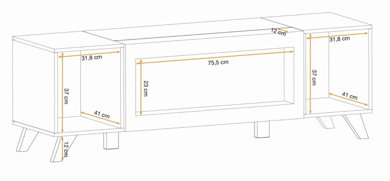 Meblościanka Liam z biokominkiem oświetlenie LED zestaw do salonu hickory jackson/czarny