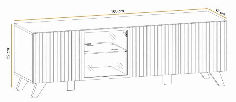 Meblościanka Liam z oświetleniem LED zestaw do salonu hickory jackson/czarny