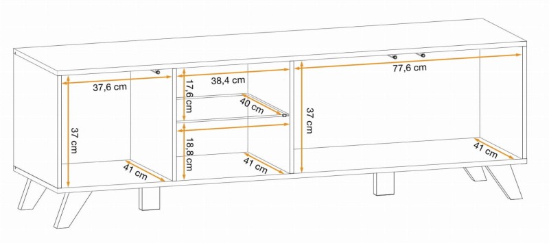 Meblościanka Liam z oświetleniem LED zestaw do salonu hickory jackson/czarny