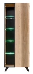 Witryna wysoka Liam 70 cm z LED do salonu hickory jackson/czarny