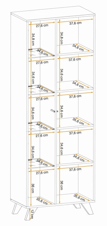 Witryna wysoka Liam 70 cm z LED do salonu hickory jackson/czarny