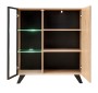 Witryna niska Liam 90 cm z LED do salonu hickory jackson/czarny