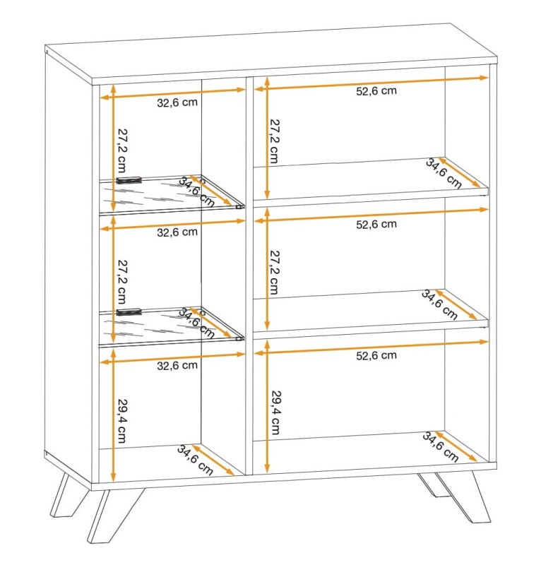 Witryna niska Liam 90 cm z LED do salonu hickory jackson/czarny