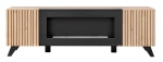Szafka RTV Liam 160 cm z biokominkiem do salonu hickory jackson/czarny