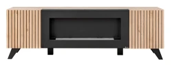 Szafka RTV Liam 160 cm z biokominkiem do salonu hickory jackson/czarny
