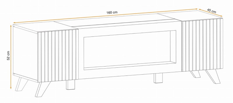 Szafka RTV Liam 160 cm z biokominkiem do salonu hickory jackson/czarny