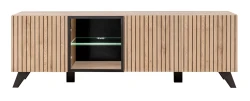 Szafka RTV Liam 160 cm z LED do salonu hickory jackson/czarny