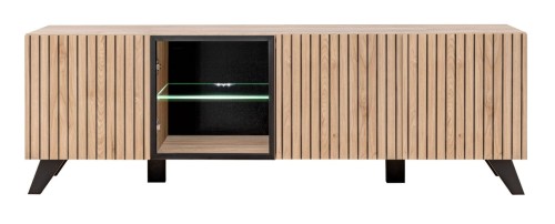 Szafka RTV Liam 160 cm z LED do salonu hickory jackson/czarny