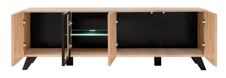 Szafka RTV Liam 160 cm z LED do salonu hickory jackson/czarny