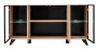 Komoda Liam 160 cm z oświetleniem LED do salonu hickory jackson/czarny