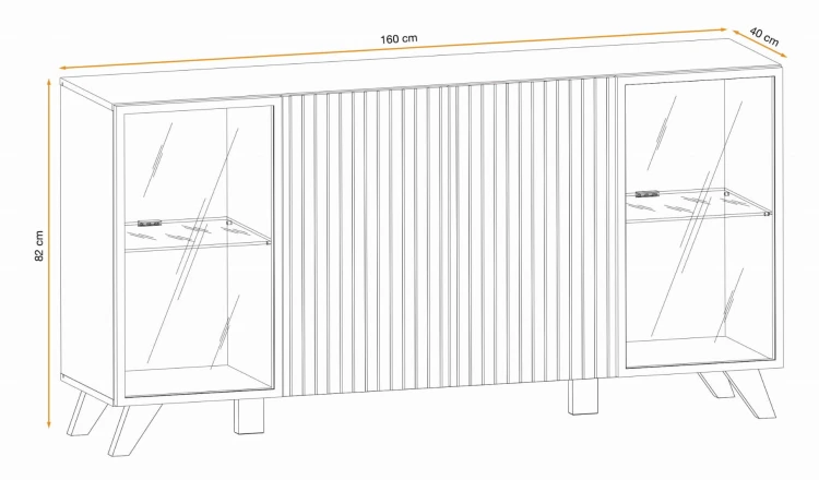 Komoda Liam 160 cm z oświetleniem LED do salonu hickory jackson/czarny
