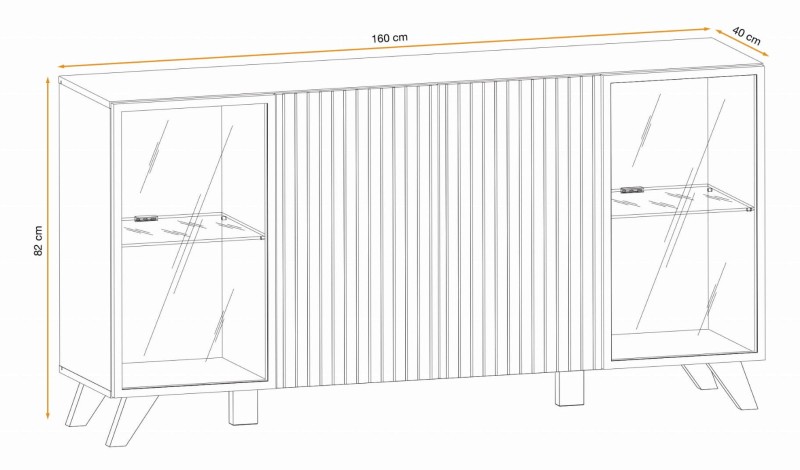 Komoda Liam 160 cm z oświetleniem LED do salonu hickory jackson/czarny