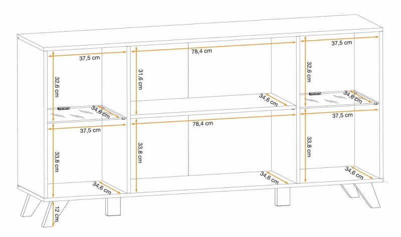 Komoda Liam 160 cm z oświetleniem LED do salonu hickory jackson/czarny