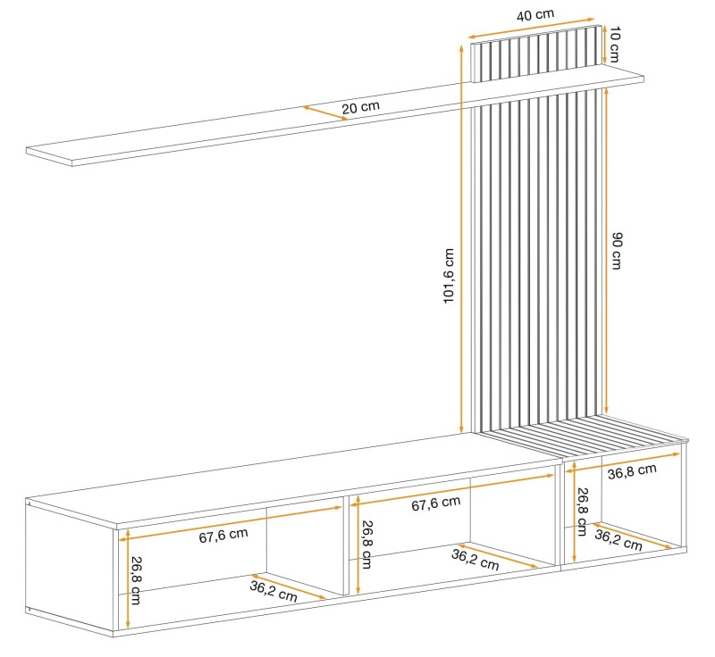 Meblościanka Solo zestaw 3 elementy do salonu kaszmir/dąb artisan/czarne paski