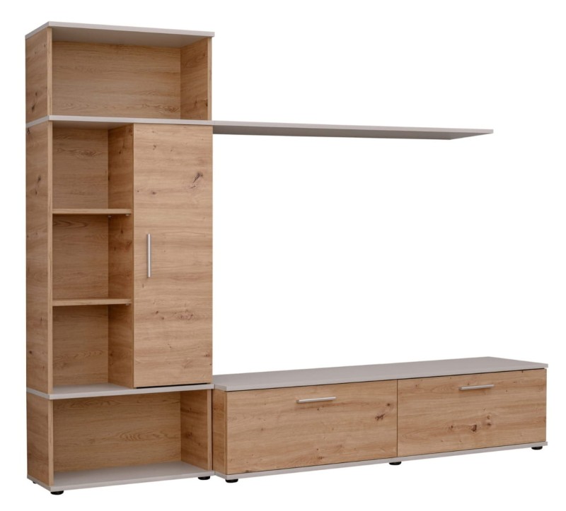 Meblościanka Roi zestaw 3 elementy do salonu perla gray/dąb artisan