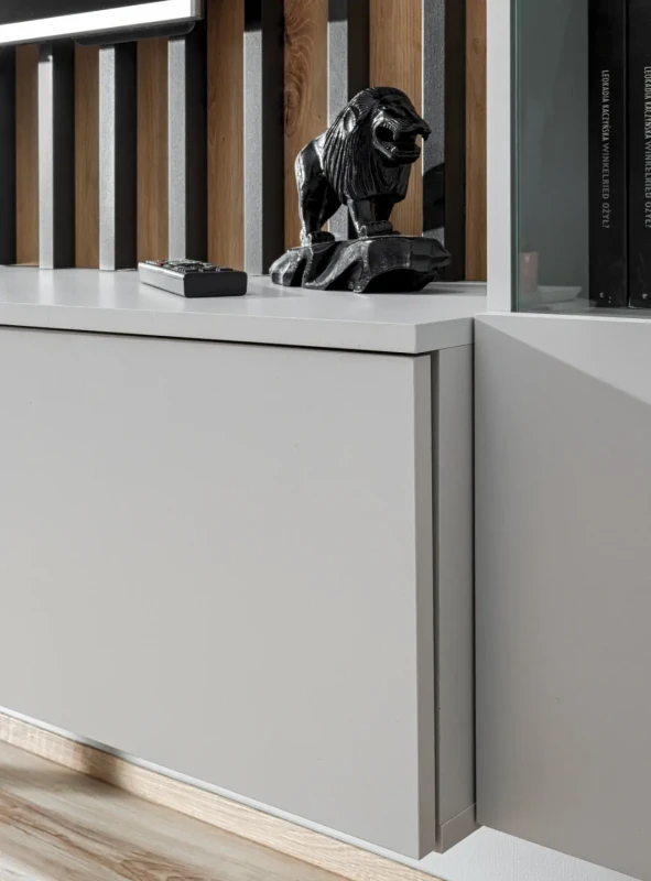 Meblościanka Verti z oświetleniem LED panel ścienny z lamelami do salonu