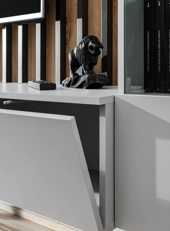 Meblościanka Verti z oświetleniem LED panel ścienny z lamelami do salonu