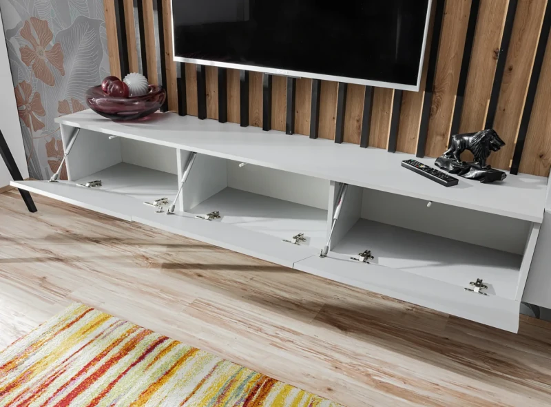 Meblościanka Verti z oświetleniem LED panel ścienny z lamelami do salonu